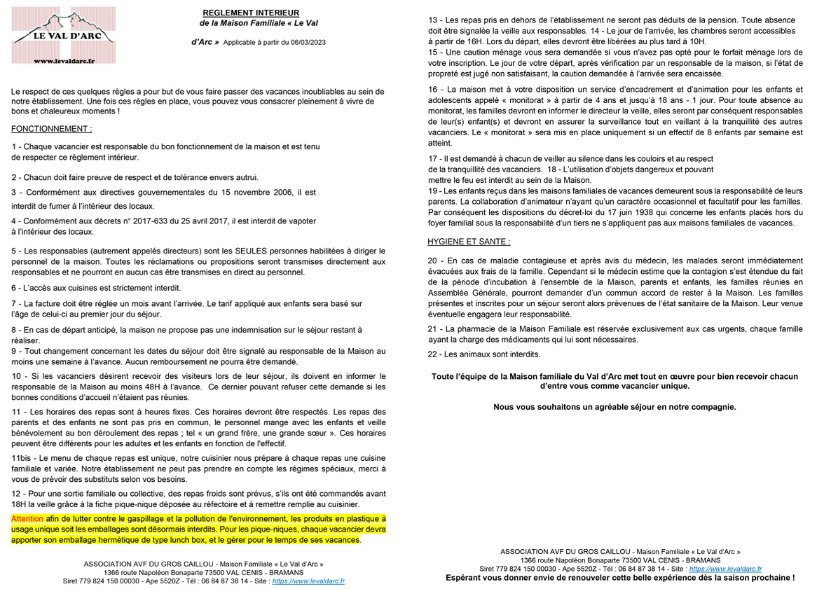 et j'accepte le règlement intérieur